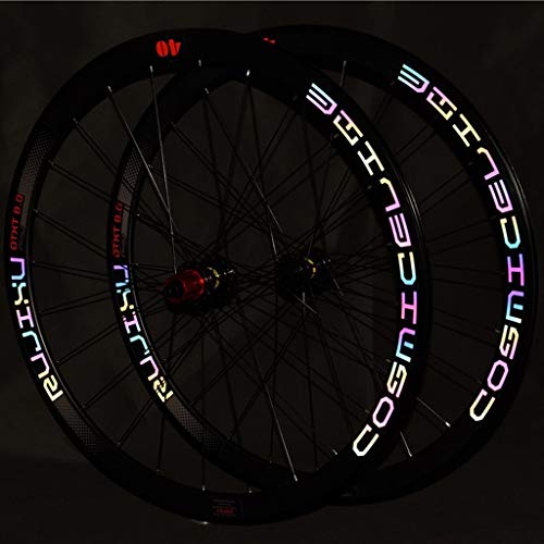 LSRRYD Ciclismo Ruedas Rueda Bicicleta 700C Llantas Doble Pared 40mm Juego Ruedas Bicicleta Carretera Bloqueo Central Freno Disco Eje Pasante 8-11 Velocidad Cubos Cassette 24H (Color : B-Black)