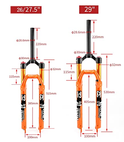 LSRRYD MTB Horquilla De Suspensión 26/27.5/29 Aire Amortiguador Horquillas 1-1/8 Disco Freno Horquilla Delantera 9mm Liberación Rápida 100mm Recorrido HL/RL 1750G (Color : Silver HL, Size : 27.5'')