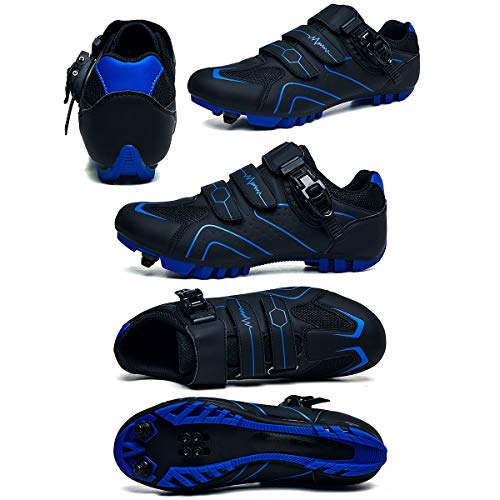 LU-Model Zapatillas de Ciclismo Elite SPD MTB para Hombres Mujeres Ideales para Bicicletas de montaña, Ciclismo de Ciclo XC en incluidos Blue-39