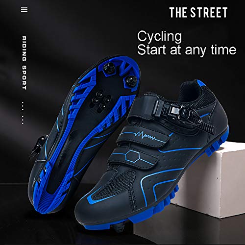 LU-Model Zapatillas de Ciclismo Elite SPD MTB para Hombres Mujeres Ideales para Bicicletas de montaña, Ciclismo de Ciclo XC en incluidos Blue-39