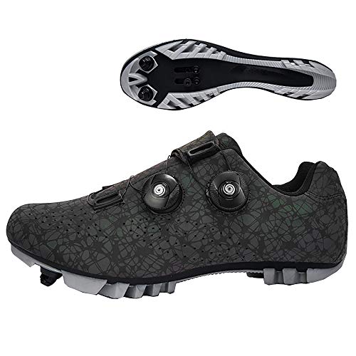 LU-Model Zapatillas de Ciclismo Elite SPD MTB para Hombres Mujeres Ideales para Bicicletas de montaña, Ciclismo de Ciclo XC en incluidos Luminous black-42