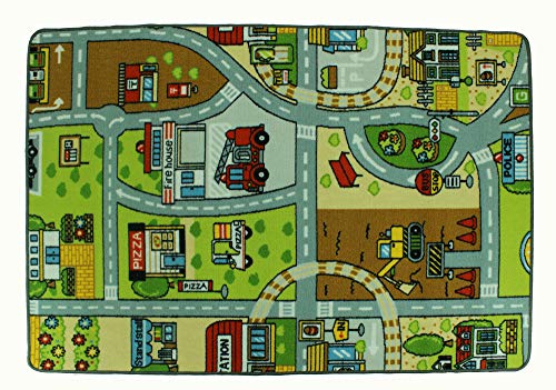 LucaHome – Alfombra Infantil Carretera, Juegos, Ciudad, alcolchada | Alfombra Infantil Plegable | Alfombra Juegos Circuito Coches con Base Antideslizante | Alfombra Carretera Coches 100 x 140cm