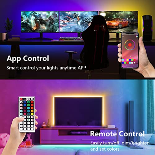 Luces LED 20M , AOGUERBE Bluetooth Tira de LED, Luces Led Habitacion con Control por App e Control Remoto de 44 Teclas, Luz LED con Función Música Tiras Led para Habitación, Fiestas, Cocinas,Escaleras