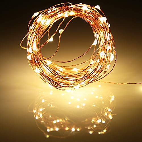 Luces Led a Pilas, Ariceleo 1 Piezas 5 Metros 50 LED Mini LÁMpara Alambre de Cobre Guirnalda Cadena Luces de Navidad con Pilas para Casa Dormitorio Navidad Fiestas Boda DecoraciÓN(Blanco CÁLido)