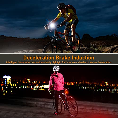 Luces para Bicicleta, Luces Delanteras y Traseras Recargables USB con 5 Modos de luz, Juego de Luces de Bicicleta IP66 / 120LM a Prueba de Agua con Dispositivo de Sensor de Freno