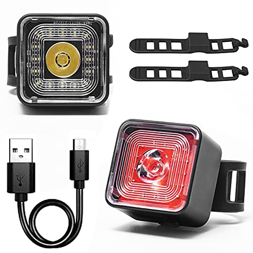 Luces para Bicicleta, Luces Delanteras y Traseras Recargables USB con 5 Modos de luz, Juego de Luces de Bicicleta IP66 / 120LM a Prueba de Agua con Dispositivo de Sensor de Freno