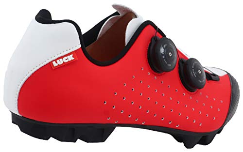 LUCK Zapatilla de Ciclismo MTB Eros con Doble Cierre rotativo de Alta precisión. 46 EU, Rojo