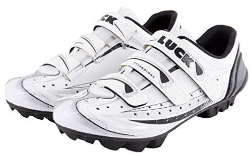 LUCK Zapatillas de Ciclismo Master Blanco, con Suela de Carbono y Triple Tira de Velcro para una sujeción (43 EU)