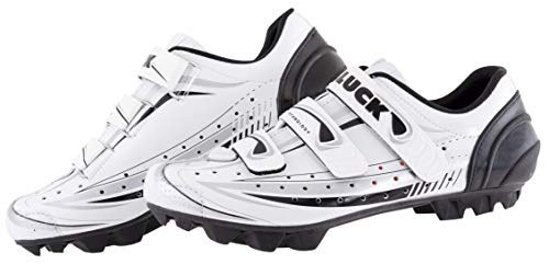LUCK Zapatillas de Ciclismo Master Blanco, con Suela de Carbono y Triple Tira de Velcro para una sujeción (43 EU)