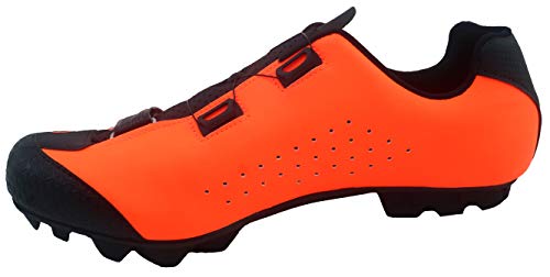 LUCK Zapatillas de Ciclismo MTB ÍCARO con Suela de Carbono y Sistema rotativo de precisión acompañada de un Velcro. (46 EU, Naranja)