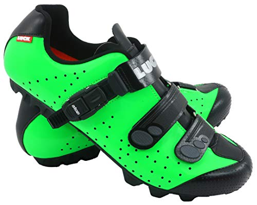 LUCK Zapatillas de Ciclismo MTB ODÍN con Suela de Carbono y Cierre milimétrico de precisión. (38 EU, Verde)