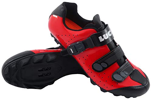 LUCK Zapatillas de Ciclismo MTB ODÍN con Suela de Carbono y Cierre milimétrico de precisión. (48 EU, Rojo)