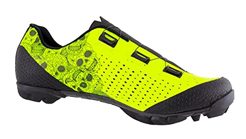 LUCK Zapatillas MTB Galaxy Calaveras. Zapatos Ciclismo Montaña para Hombre y Mujer. Suela de Carbono. Doble Cierre Rotativo ATOP. Calzado Bicicleta MTB (47 EU Ancho)