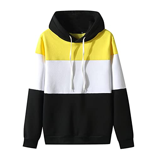 Luckycat Jersey con Costuras de Tres Colores para Hombre, Sudadera con Capucha de Manga Larga con Cordón de Ocio de Otoño E Invierno Sudadera Deportiva Delgada de Talla Grande