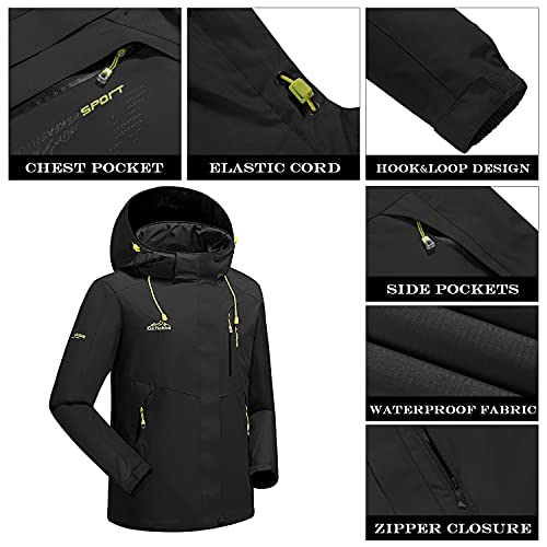 LUI SUI Chaqueta impermeable para hombre Deportes al aire libre Senderismo Montañismo Abrigo Ligero Camping Impermeable a prueba de viento