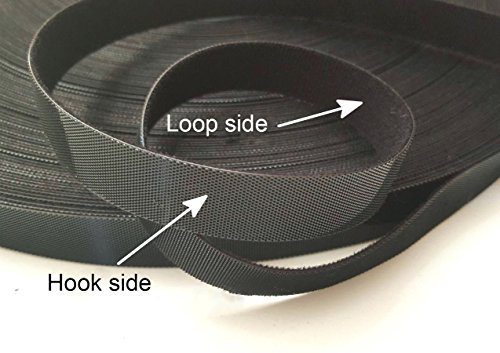 LumenTY hook and loop fastener negras para Tiras de para organizar cables color negro - Reusable Tie Cable Management Back to Back Hook and Loop - Length 10 Yard/Roll 2 cm Width - Black