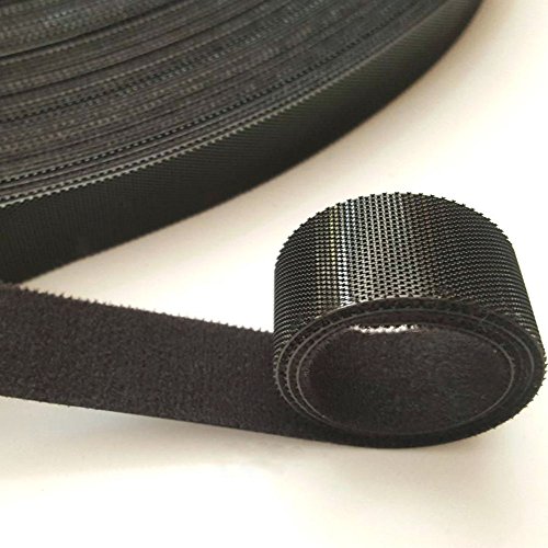 LumenTY hook and loop fastener negras para Tiras de para organizar cables color negro - Reusable Tie Cable Management Back to Back Hook and Loop - Length 10 Yard/Roll 2 cm Width - Black