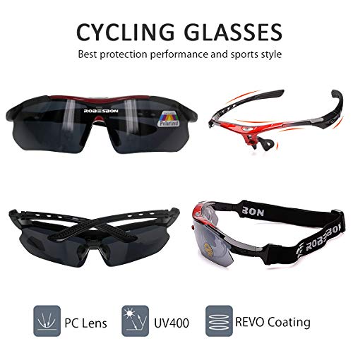 LumiSyne Gafas De Sol Deportivas Polarizadas Para Hombre Mujer Gafas De Ciclismo Con 5 Lentes Intercambiables UV400 Montura Superligero Gafas Correa De Gafas Para Mtb Bicicleta Montaña