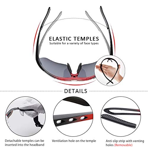 LumiSyne Gafas De Sol Deportivas Polarizadas Para Hombre Mujer Gafas De Ciclismo Con 5 Lentes Intercambiables UV400 Montura Superligero Gafas Correa De Gafas Para Mtb Bicicleta Montaña