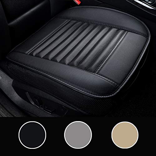 LUOLLOVE Funda Coche Asientos Universales, Interior de Lujo del Coche Protector de Asiento Delantero, Súper Transpirable Cuero Bambú Carbón,20.5 * 20.1 '' (1 Paquete, Negro)