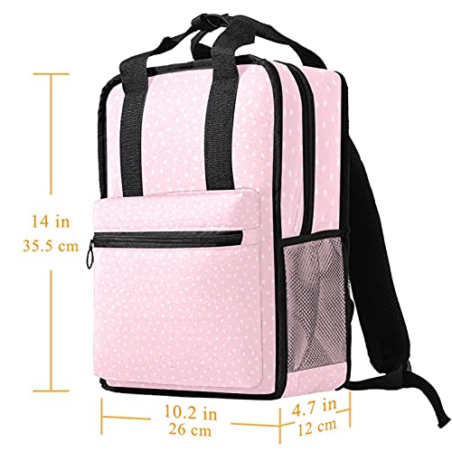 LUPIN Mochilas Light Pink Heart Pattern-01 Mochila de viaje de escuela secundaria