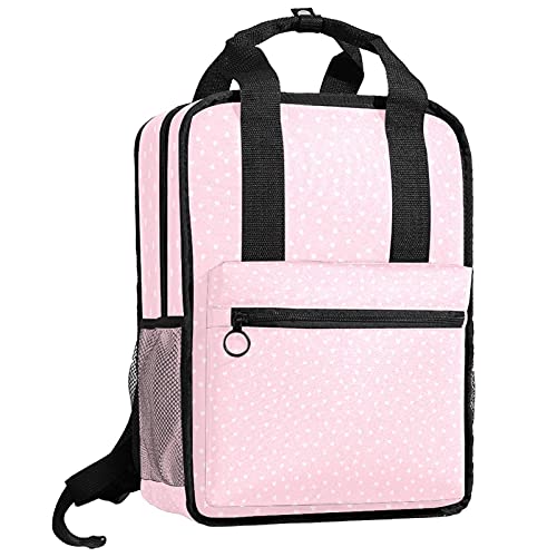 LUPIN Mochilas Light Pink Heart Pattern-01 Mochila de viaje de escuela secundaria