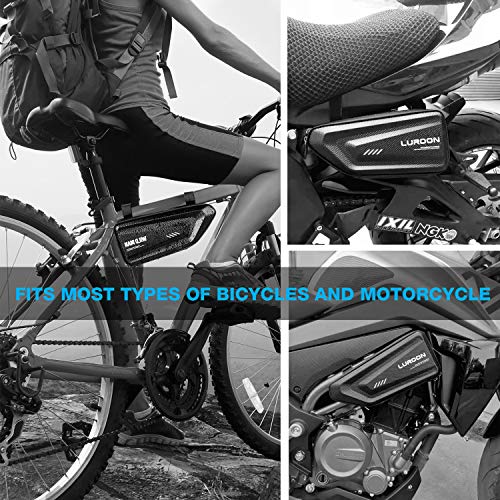 LUROON Bolsa de Bicicleta Impermeable, Bolsa Triangular para Cuadro para Bici Ajustable 1.5L Grande Bolsa Marco Bicicleta para MTB Bicicleta Carretera, Bicicleta Montaña, Motocicleta Serie etc (Negro)
