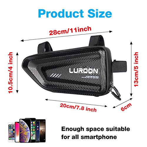 LUROON Bolsa de Bicicleta Impermeable, Bolsa Triangular para Cuadro para Bici Ajustable 1.5L Grande Bolsa Marco Bicicleta para MTB Bicicleta Carretera, Bicicleta Montaña, Motocicleta Serie etc (Negro)