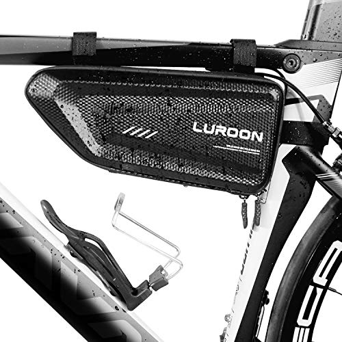 LUROON Bolsa de Bicicleta Impermeable, Bolsa Triangular para Cuadro para Bici Ajustable 1.5L Grande Bolsa Marco Bicicleta para MTB Bicicleta Carretera, Bicicleta Montaña, Motocicleta Serie etc (Negro)