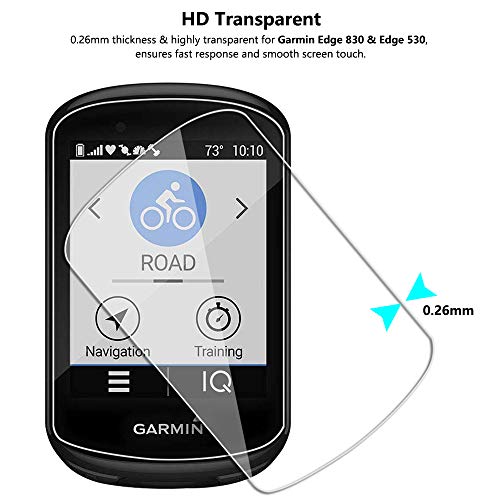 Lusee 3 Piezas Protector de Pantalla para Garmin Edge 830 / Edge 530 Cristal Vidrio Templado [Dureza 9H] [Alta Definición] Resistente a los arañazos/Anti-Huellas Protector de Pantalla