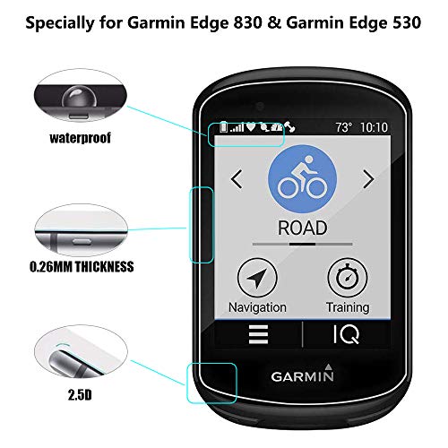 Lusee 3 Piezas Protector de Pantalla para Garmin Edge 830 / Edge 530 Cristal Vidrio Templado [Dureza 9H] [Alta Definición] Resistente a los arañazos/Anti-Huellas Protector de Pantalla