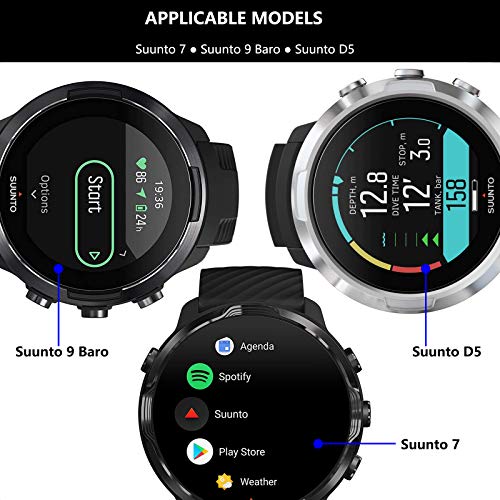 Lusee 3 Piezas Protector de Pantalla para Suunto 7 / Suunto 9 Baro/Suunto D5 Cristal Vidrio Templado [Dureza 9H] [Alta Definición] Resistente a los arañazos/Anti-Huellas Protector de Pantalla