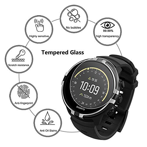 Lusee 3 Piezas Protector de Pantalla para Suunto 9 / Suunto Spartan Sport Wrist HR Baro Cristal Vidrio Templado [Alta Definición] Resistente a los arañazos/Anti-Huellas Protector de Pantalla