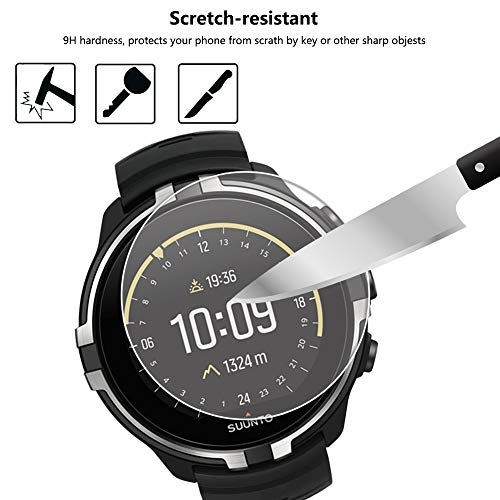 Lusee 3 Piezas Protector de Pantalla para Suunto 9 / Suunto Spartan Sport Wrist HR Baro Cristal Vidrio Templado [Alta Definición] Resistente a los arañazos/Anti-Huellas Protector de Pantalla