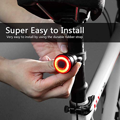 Luz Bicicleta Inteligente Ultra Brillante, USB Recargable Trasera, Auto Freno de Bicicleta, para Bicicletas de Carretera Cascos Mochilas，Luces de Bicicleta LED Impermeables IPX6