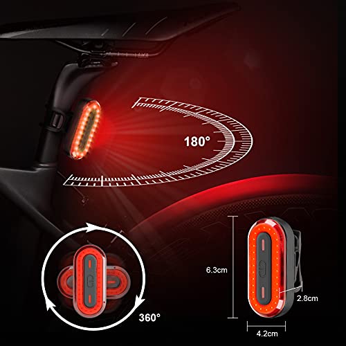 Luz Bicicleta Trasera LED 6 Modos de Iluminación Luz de Bicicleta Recargable USB Linterna Batería de 400mAh Impermeable Protección para Ciclismo, Carretera y Montaña