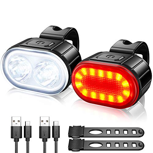 EBUYFIRE Luz Bicicleta LED Recargable USB, 6*LED 3000 Lumens Potente Luces  Bicicleta Delantera y Trasera, 5200 mAh 5 Modos, IPX5 Impermeable Luces