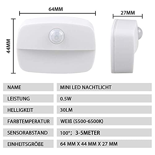 Luz Nocturna con Sensor Movimiento ,[2 unidades] Luz de Noche con Sensor de Movimiento,Luces que Funcionan con Pilas, Adecuada para Dormitorio,Baño,Inodoro,Escaleras,Pasillo,Cocina,Habitación