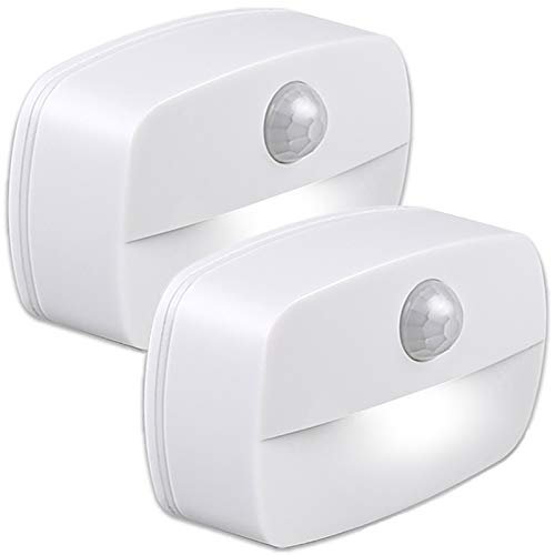 Luz Nocturna con Sensor Movimiento ,[2 unidades] Luz de Noche con Sensor de Movimiento,Luces que Funcionan con Pilas, Adecuada para Dormitorio,Baño,Inodoro,Escaleras,Pasillo,Cocina,Habitación