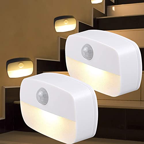 Luz Nocturna Sensor Movimiento,Luz De Noche, [2 unidades] Luz Con Sensor De Movimiento a Pilas,Luz Quitamiedos Infantil, Baño, Cocina, Para Dormitorio, Pasillo, Escaleras, Energéticamente Eficiente