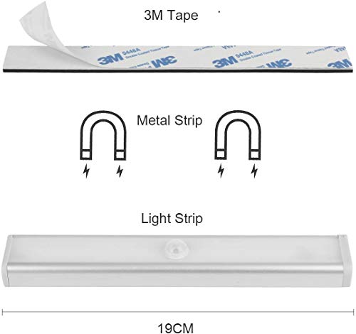 Luz Nocturna,Sensor de Movimiento 10 LED Alimentado Por Batería Sensor de Luz Interior Luz LED de Armario,Para Armario,Pasillo,Escalera,Sótano,Cocina,Garaje,Gabinete,Baño(2 Pack)