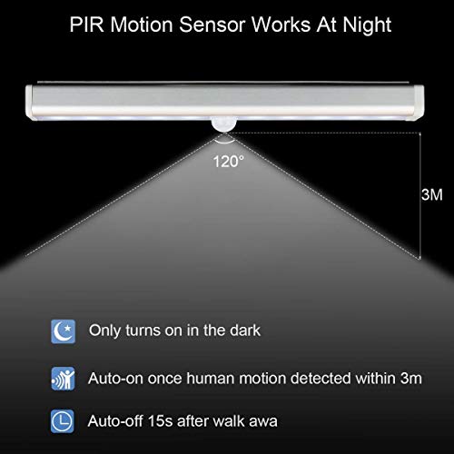 Luz Nocturna,Sensor de Movimiento 10 LED Alimentado Por Batería Sensor de Luz Interior Luz LED de Armario,Para Armario,Pasillo,Escalera,Sótano,Cocina,Garaje,Gabinete,Baño(2 Pack)