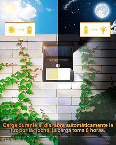 Luz Solar Exterior 2 Pack 216 LED,Innosinpo【2021 Ultimo Modelo】Focos Solares Exterior con Sensor de Movimiento,Luces LED Solares Exteriores 300º Iluminación,Impermeable Lampara Solar para Garaje,Patio