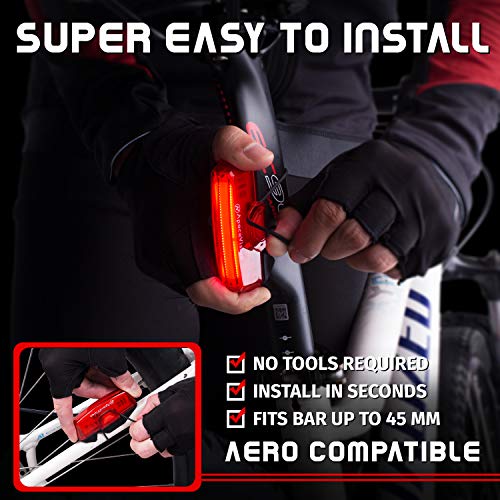 Luz Trasera Bici Recargable USB de Apace - Superbrillante 100 Lúmenes Luz Posterior de Bicicleta LED Fácil Enganche Luz Trasera Roja para Mountain Bike para Seguridad Optima en Bici