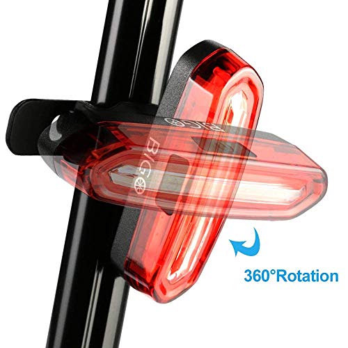 Luz Trasera para Bicicleta Recargable USB, Super Brillante Rojo Luz LED Bici de 120 Lúmenes, Impermeable, 240 ° Faro Trasero Bici para Máxima Seguridad de Ciclismo