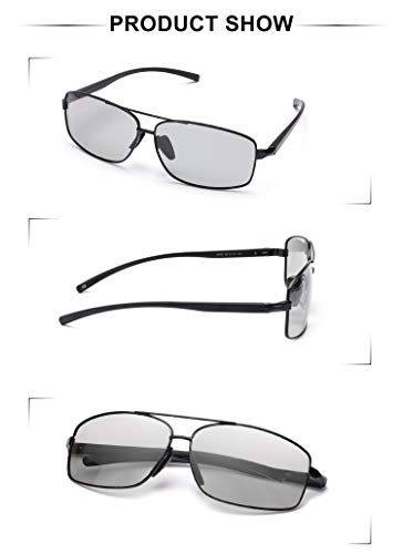 LVIOE Fotocromaticas Hombres Polarizadas Gafas De Sol Rectangulares Marco De Metal Protección 100% UVA & UVB