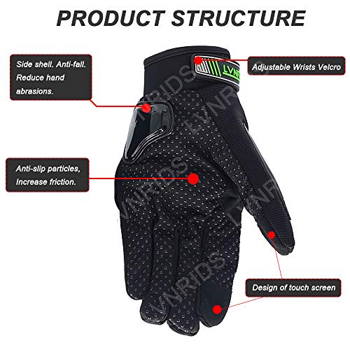 LVNRIDS Guantes de Moto, Pantalla Táctil en los Dedos Guantes de Carreras para Hombres y Mujeres para Motocross Rosa M