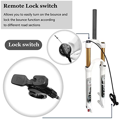 LvTu Aire Horquilla MTB Horquilla de Suspensión de Bicicleta de Montaña 26/27.5/29 Viaje 120mm,Horquilla Delantera MTB,Ajuste de Rebote 1-1/8 Tubo Recto/Cónico QR 9mm Bloqueo Manual/Remoto