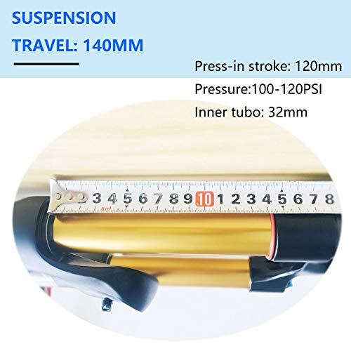 LvTu Bicicleta Horquilla Aire Suspensión 140mm Viajar LVTU-WQ-006 Bicicleta de Montaña Horquillas MTB Amortiguación Ajustable 26/27.5/29 (Color : Tapered Remote Lockout, Size : 26")
