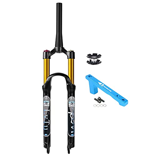 LvTu Bicicleta Horquilla Delantera MTB Aire 26/27.5/29 Pulgadas, Viaje 140mm 1-1/8" Tubo Recto/Cónico QR 9mm Ultraligero Bicicleta de Montaña Horquilla de Suspensión con 180mm Freno de Disco A